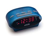 iCES ICR-210 Uhrenradio - Radiowecker mit 2 Weckzeiten - PLL FM - Schlummerfunktion - Sleeptimer - Gangreserve - blau, klein, ICR-210 b