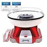 Gadgy Zuckerwattemaschine für zuhause - Retro Cotton Candy Machine - Zuckerwatte Maschine mit Stäbchen und Messlöffel - Höhe 22 cm Rot Weiß - 500 W