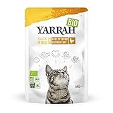 Yarrah Bio Katzen-Nassfutter in Sauce I 14 x 85g Gourmet Hühnchen-Filets in Gelee I Aus 100% biologischem Anbau I Feuchtfutter Beutel für alle Erw