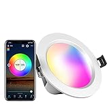 BHGY Intelligente LED-Einbauleuchten,RGB-Downlight,Deckenleuchten,15W RGBCW 2700K-6500K dimmbare Farbe,APP-Fernbedienung,1200LM RGB-Vollfarbanpassung & 20 dynamische Modi 1