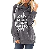 XIANO Damen Frauen Oansatz Hoodies Pullover Jumper Langarm Brief Print Streetwear Damen Hoodie Polyester Langarm Brief Drucken Pocket Sweatshirt Pullover Tops Bluse Brief Hoodie für D