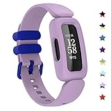 TopPerfekt Armbänder kompatibel mit Fitbit Ace 3 für Kinder, weiches Silikon, wasserdichtes Armband, Zubehör, Sport-Uhrenarmband, Ersatz für Fitbit Inspire 2/Ace 3 Jungen Mädchen (Lavendel / Blau)