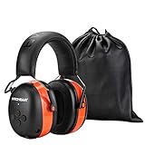 (Upgraded) PROHEAR 037 Bluetooth 5.0 Gehörshutz Kopfhörer mit Eingebautem Mikrofon und Lärmreduzierung für Arbeiten & Vergnügen, SNR 30dB (Orange)