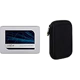 Crucial MX500 2TB CT2000MX500SSD1(Z)-bis zu 560 MB/s (3D NAND, SATA, 2,5 Zoll, Internal SSD) & Amazon Basics Schutzhülle für Externe Festp