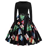 Weihnachtskleid Damen Weihnachtspullover Weihnachtsdeko Cocktailkleid Pullover Kleider Sexy Spitze Kleidung Weihnachtsmann Elch Schlitten Druchen Party Swing F