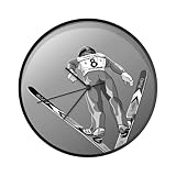 Uhr - Ø 30 cm - Schwarz - Eine Illustration eines Skispringers in der Luft - schwarz und weiß - W
