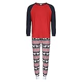 Passende Familie Weihnachtspyjamas Set Urlaub Farbblock Pyjamas Männer Frauen Karierte Nachtwäsche Pjs (Black Red Dad, Large)