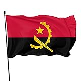 Flagge, Lebhafte Farbe, Ausbleichfestigkeit, Mit Ösen, Fahnen Garten Banner für den Außenbereich, Heimdekoration, Wandflaggen, Flagge Von Angola (3x5 Ft)