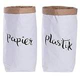 Lifestyle Lover 2er Pack Papiersack rund Paper Bag Kraftpapier Beutel Mülleimer Braun Weiß 'Papier & Plastik'