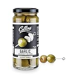Collins Garlic Queen Olives | Premium Knoblauchgefüllte grüne Oliven Garnier für Cocktails, Martinis, Salate, Charcuterie-Tabletts, Käsebretter, 142
