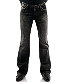 Schwarz Verwaschene Bootcut Jeans Used Look, Schwarz, 32W / 34L