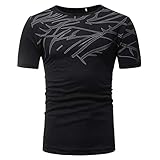 ZYUD Herren Bedrucktes T-Shirt mit Rundhalsausschnit Herren T-Shirt 3D-Druck Bedruckt Fashion Casual O-Ausschnitt Kurzarm T-Shirt Tops Aufdruck Rundhals Tee Hemd mit kurzen Ärmeln T-S