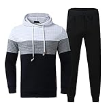 Yowablo Anzug Sportswear Herren Herbst Winter 2-teiliges Colorblocking Slim Sweatshirt + Lange Hose ( M,3Weiß )