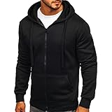 Herren Kapuzenjacke Langarm Sweatjacke Männer Basic Sweatshirt Reißverschluss Kapuzenpullover Einfarbig/Patchwork Hoodie Freizeitmantel mit Kapuze Sportjacke Outdoorjack