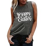 Damen Osterhasen Druck Tanktops Happy Easter Ostern Weste Tshirt Ärmellose Rundhals Sommertops Basic Shirt Bequeme Tunika Bluse Laufshirt 2022 Lustig Festival T Shirts Sportw