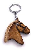 H-Customs Pferd Kopf mit Halfter Holz Edel Handmade Schlüsselanhänger Anhäng