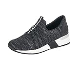 Rieker Damen Mokassins, Frauen Slipper, schlupfhalbschuh Slip-on freitzeitschuh offener einschlupf,Schwarz-Weiss,39 EU / 6 U