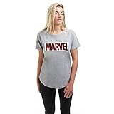 Marvel Damen Zebra Logo T-Shirt, grau, 40