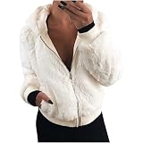 AIVEI Winterpullover Kurzer Pullover Einfarbiger Pullover Plüschpullover Pelzjacke Kunstpelzpullover Kurze Jacke Reißverschlusspullover Taschenp