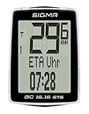 Sigma Sport Fahrrad Computer BC 16.16 STS, 16 Funktionen, Ankunftsanzeige, Kabelloser Fahrradtacho, Schw