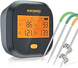 Inkbird Grillthermometer , Grillthermometer Wlan IBBQ-4T mit IPX3 Spritzfest, WiFi Fleischthermometer mit 4 Temperaturfühlern + Magnethalter, USB-Wiederaufladbares Bratenthermometer für Braten, BBQ