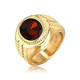 AmDxD Freundschaftsringe Paar, 20MM Edelstahl Ringe Für Herren Männer Gold mit Rot Zirkonia, Verlobung Freundschaftsring Vintage Ringe Für Männer, Rot, Gr.65 (20.7)