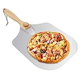 Pizzaschaufel 30,5 cm, Pizzaschaufel mit langem klappbarem Holzgriff, ideal zum Backen von hausg