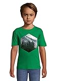 Geometric Forest Vector Mandala Art Green Kids Colorful T-Shirt 4 Year O