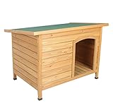 EUGAD 0036HT Hundehütte Hundehaus Massivholz draußen Wetterfest Aufklappbar Hellbraun 103 x 66 x 71