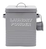 Lesser & Pavey New Sweet Home Laundry Powder Dose mit Schaufel, Metall, grau, 18 x 15 x 25 