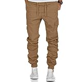 BaZhaHei Mode Herren Stretch Cargohose Bequeme Regular Fit Outdoor Jogginghose Trainingshosen Freizeithose Cargohose Arbeitshose Sweatpants mit Taschen Kleine FüßE H