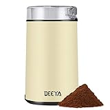 Elektrische Kaffeemühle mit Edelstahlklingen, Tragbare Waschbare Getreidemühle, für Kaffeebohnen, Nüsse, Zucker, Getreide Korn, Kräuter, Würzen, Unkraut, Kapazität 50g (Beige)