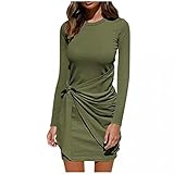 Damen Herbst Winter Elegant Bodycon Pullover Strickpullover Sweater Jumper Pulli Oversize Kleid A-Line Strickkleider Langarm Pulloverkleid Warm Kleider Longpullover Enges Minikleid Mit Gü