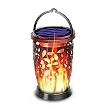 Solar Außen Warmlicht Solarlampe mit Realistischen Flammen und Wasserdicht,Solar Garten Flammen Fackeln LED Bis Dawn Automatische Swite(Licht Sensor), Spotlight Gartenleuchte L
