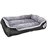 JUSVON PET Hundebett für kleine, mittelgroße oder große Hunde oder mehrere, weiches Haustier-Sofa, Katzenbett, maschinenwaschbar, bequem und sicher für Haustiere (XL-78,7 x 63,5 x 16,5 cm, schwarz)