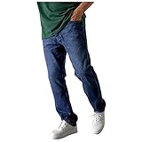 Aena Ray Herren Jeans Hose Casual Slim Fit Straight Leg Denim Lange Jeanshose für Männer Freizeithose Bleistifthose (Dunkelblau, S)