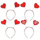 HSJWOSA Schutz 8 stücke 3D Herz Stirnband rot Herz Kopf Bopper Valentines Tag Haar reif Haarband haarverschluss mädchen Haar zubehör kompatibel mit Konzert Jahr eve Party Foto Prop Dehnb