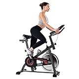 Heimtrainer Fitnessfahrrad mit 10 kg Schwungrad, LCD Display, bequemem Sitzkissen, Sitz und Griff verstellbar, stufenlose Widerstand Hometrainer für Zuhause (Rot)