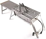 RidgeMonkey Grilla BBQ 65x22x30cm - tragbarer Grill zum Angeln, Angelgrill, Edelstahlgrill zum Ansitzangeln, Grillp