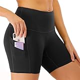 Kyopp Damen Yoga Shorts Sportshorts High Waist Jogging Mit Tasche Training Shorts Sportleggins Kurz(schwarz,S)