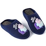 Peppa Pig Hausschuhe Herren Blau Best Daddy von Papa Wutz, Winter Warme Pantoffeln Herren Hüttenschuhe Plüsch, Geschenk Für Männer Geburtstag Weihnachten und Vatertag (40/41 EU)