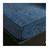 FUHU-SJZ Samt Matrazenschoner,Komfortabel Matratzenbezug mit Tiefen Taschen mit Elastischem Boden Weiches Stretch-Spannbetttuch in Voller Größe (Color : Blue, Size : 200cmx220cm)