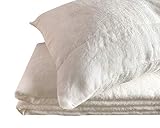 JOWOLLINA Natur Leinen Bettwäsche-Set Soft Washed Finish 180 g/m2 (Off White Soft, 155x220 cm, 40x80 cm)
