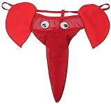 Bommi Fairy Männer Elefanten Unterwäsche Pouch Slips Strings Lustige Low-Rise G-String sexy U-förmiger Höcker Lover Geschenk (Rot)