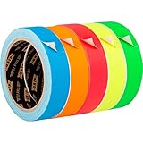 GRIP Eventbasics GT PRO Neon Tape 5er Set, Gewebeband 25 mm x 10 m, Hula Hoop Tape neongrün, neonpink, neonblau, neonorange, neongelb