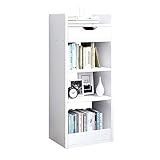 Tingting1992 Bücherregal 4-Tier-offener Regal-Bücherregal Holz Lagerregal mit 1 weißer Schublade, L 13.0-in × D 9.4in × H 35.1in Wandregal (Color : White)