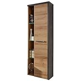 trendteam smart living Badezimmer Badhochschrank hängend Bay, Eiche Riviera honig, 48 x 160 x 31 cm in Beton dunk