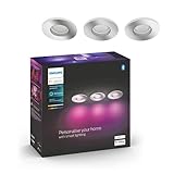 Philips Hue White & Col. Amb. Xamento Einbauspot silber 3er, 929003074801, C