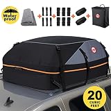 Sailnovo Auto Dachbox 20 Kubikfuß Faltbare Wasserdicht Dachkoffer Dachtasche Tasche Aufbewahrungsbox mit Antirutschmatte und Türhaken für Reisen und Gepäcktransport, Autos, Vans, SUVs, Schwarz 1000D