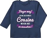 Statement Sprüche Baby - Ich Habe eine verrückte Cousine lila - 3/6 Monate - Navy Blau - t-Shirt Cousine sprüche - BZ11 - Baby Langarmshirt für Jungen und M